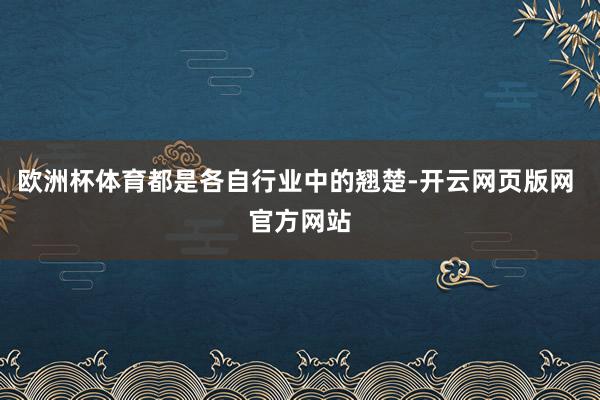 欧洲杯体育都是各自行业中的翘楚-开云网页版网 官方网站