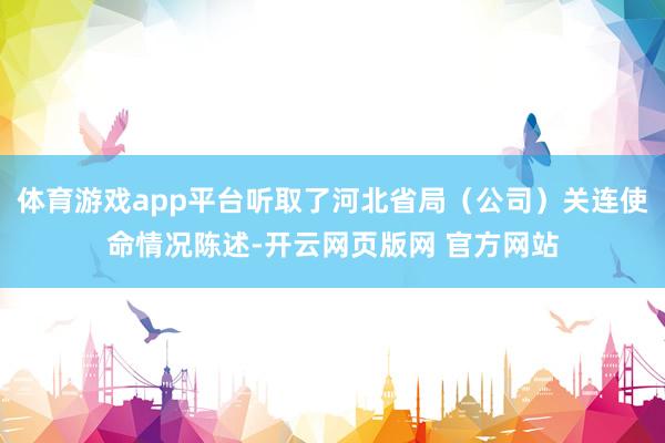 体育游戏app平台听取了河北省局（公司）关连使命情况陈述-开云网页版网 官方网站