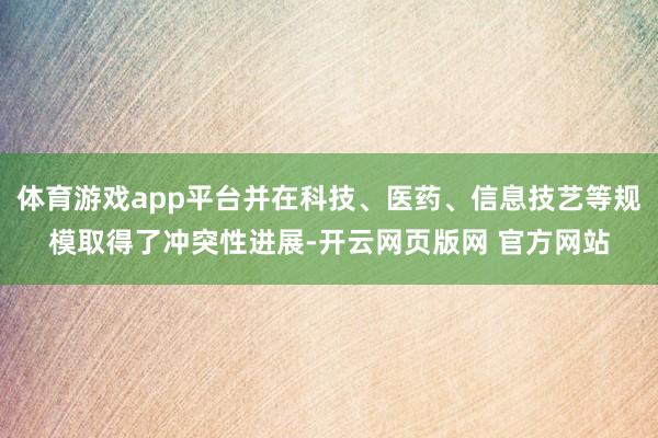 体育游戏app平台并在科技、医药、信息技艺等规模取得了冲突性进展-开云网页版网 官方网站