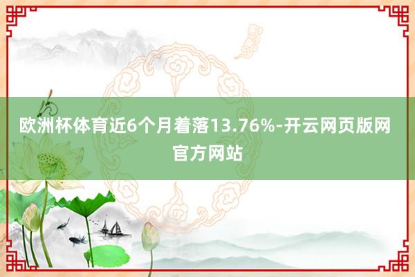 欧洲杯体育近6个月着落13.76%-开云网页版网 官方网站