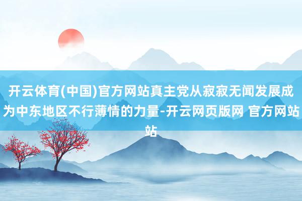 开云体育(中国)官方网站真主党从寂寂无闻发展成为中东地区不行薄情的力量-开云网页版网 官方网站