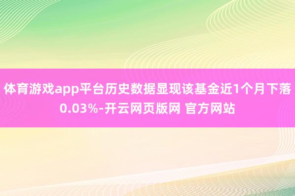 体育游戏app平台历史数据显现该基金近1个月下落0.03%-开云网页版网 官方网站