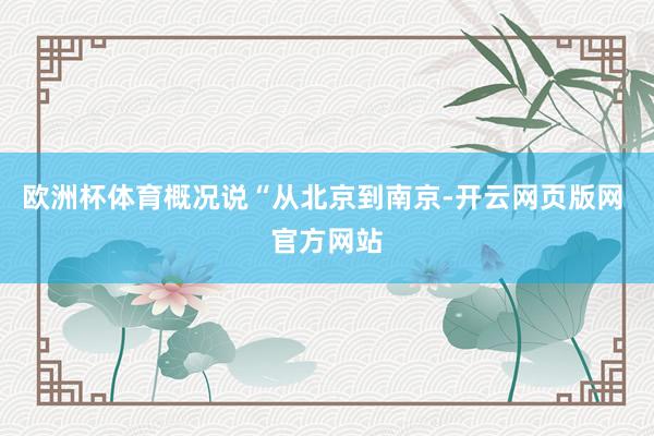 欧洲杯体育概况说“从北京到南京-开云网页版网 官方网站