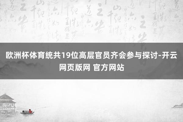 欧洲杯体育统共19位高层官员齐会参与探讨-开云网页版网 官方网站