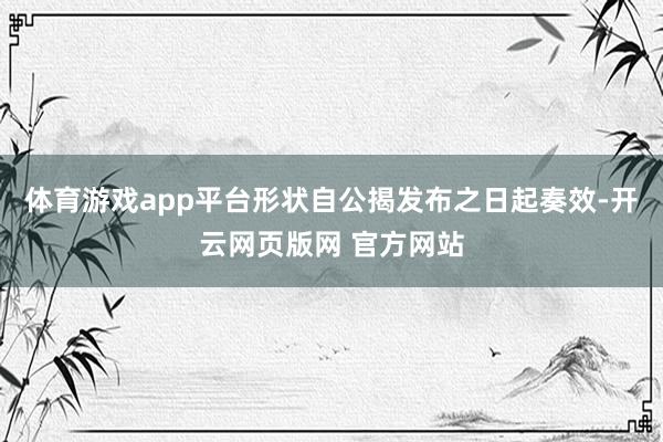 体育游戏app平台形状自公揭发布之日起奏效-开云网页版网 官方网站